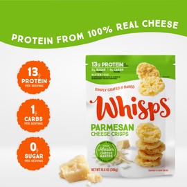 Whisps Cheese Crisps Parmesan Cheese | Protein Chips | Healthy Snacks | Protein Snacks, Gluten Free, High Protein, Low Carb Keto Food (10.8 Oz)