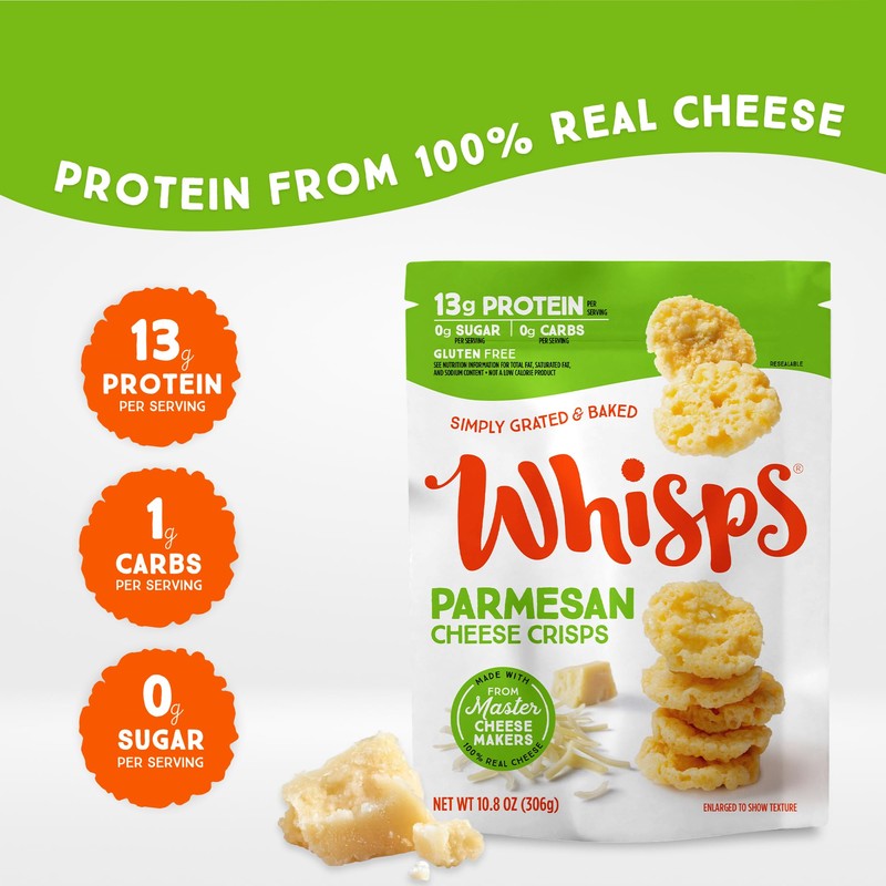 Whisps Cheese Crisps Parmesan Cheese | Protein Chips | Healthy