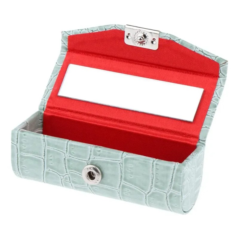 3x Lipstick Case Verde Grisáceo Y Marrón Y Rojo