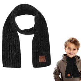 Abeillo Warm Kids Winter Knit Scarves Soft Knitted Neck Warmer Scarf Warm Scarves Wrap for Boys Girls(Black)