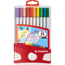 Premium Fibre-Tip Pen - STABILO Pen 68 brush - ColorParade - 19 assorted colours + 1 additional Black