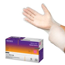 TRONEX Premium Stretch Synthetic Hybrid S - 2XL Poly Disposable Gloves Clear S - XXL PE Plastic Gloves (200, 2XL)