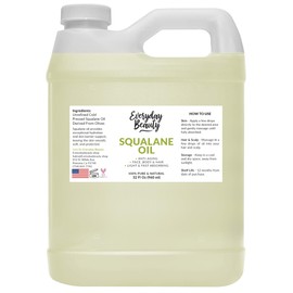 Squalane Oil Bulk- 32 oz 100% Pure & Natural Plant Derived Facial Oil - Cold Pressed and Unrefined Premium Grade Multipurpose Moisturizing Oil For Skin and Hair