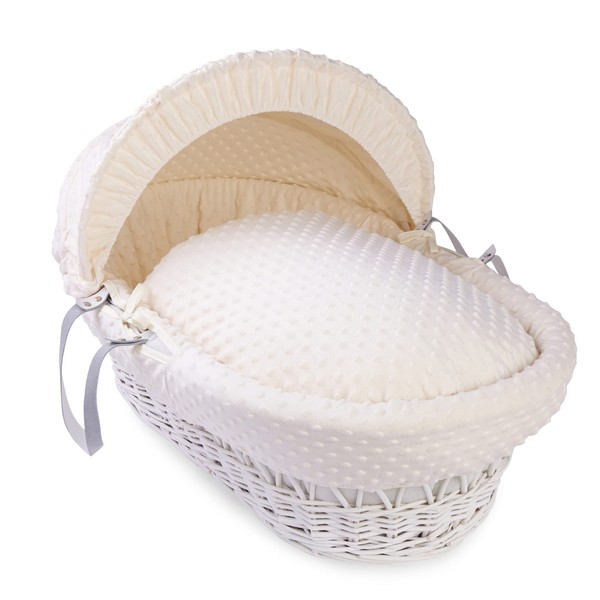 Clair de Lune | Dimple Moses Basket Bedding Set | Universal Moses Dressing Covers Set | Made in Great Britain (Basket is NOT included) - (Cream)