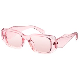 mosanana Trendy Rectangle Sunglasses for Women Men Clear Pink Light Vintage Retro Fashion Cool 90s Cute Funky Small Stylish Chunky Goulding
