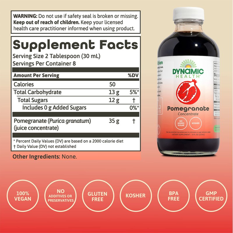 Dynamic Health Pomegranate Juice Concentrate | No Additives or Preservatives