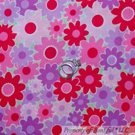 Michael Miller Fabrics BonEful Fabric FQ Cotton Quilt Pink Purple White Flower Girl Bright Color Dot UK