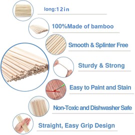 DaTpuik 1/2 x 12 Inch 25PCS Dowel Rods Wood Sticks Wooden Dowel Rods -Unfinished Bamboo Sticks - for Crafts and DIYers