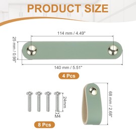 PATIKIL Leather Drawer Pulls, 4 Pcs Leather Handle Double Hole Cabinet Dresser Knobs with Screw for Bathroom Kitchen Dresser Cupboard Door, Blue