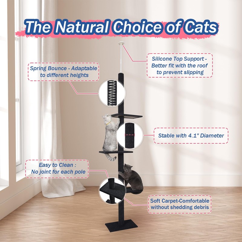 Max & Marlow Cat Tree Floor to Ceiling Cat Tower
