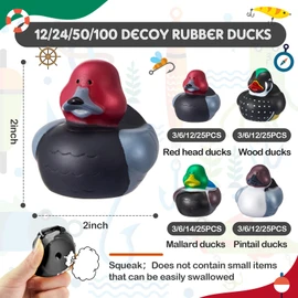 Deekin 50 Pcs Mallard Rubber Ducks 2 Inch Decoy Duck Themed Party Favors Mallard Rubber Ducks for Ducky Hunting Party Cruise Ships for Shower Birthday Gift Activity