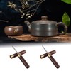 2 Pieces 6.73IN Wood Ice Pick Stainless Steel Ebony Tea