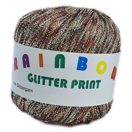 Rainbow Glitter Print on 25 g Ball Colour Autumn Leaves with Glitter Silver
