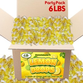 Sweetaholic Sugar Free Lemon Drops Hard Candy 6 Pounds | Individually Wrapped Candy | Sour Candy | Party Pack