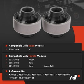 A-Premium 2 x Front Lower Inner Rearward Control Arm Bushing Kit, Compatible with Toyota Yaris 2006-2014, Prius C 2012-2018 & Scion xD 2008-2014