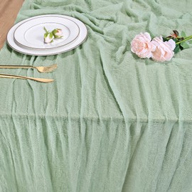 Cheesecloth Table Runner – 80 x 300 cm Green Boho Gauze Cheese Cloth Table Runner for Baby Shower Decoration Wedding Party Summer Garden Farm Table Runners