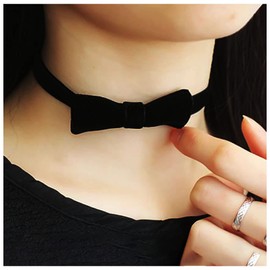 Cybche Gothic Velvet Ribbon Bow Necklace Boho Satin Ribbon Necklace Black Bow Tie Ribbon Choker Necklace Black Satin Necklace Velvet Choker Jewelry for Women and Girls