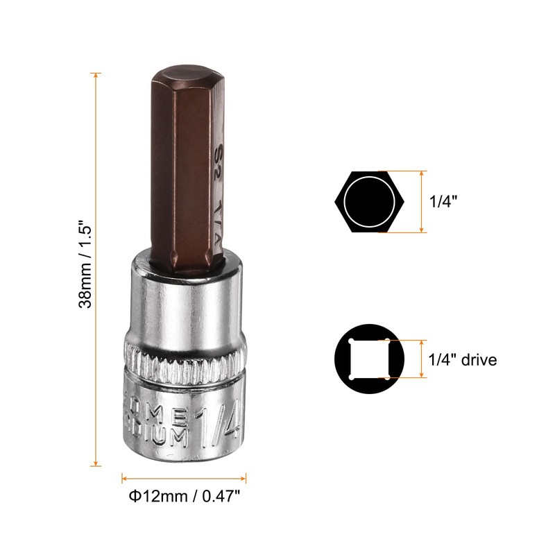 sourcing map 4pcs 1/4" Hex Bit Socket 1/4" Square Drive