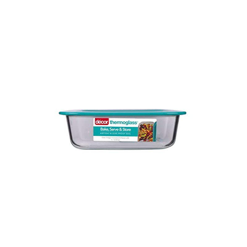 Decor Thermoglass Realseal Oblong Baking Dish with Lid, 1 Litre