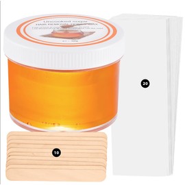 Sugar Wax Kit for Hair Removal: 10.6oz/300g Body Organic Sugaring Paste for Personal Home Use and Professional Salon Use - with 20pcs Wax Strips and 10pcs Sticks