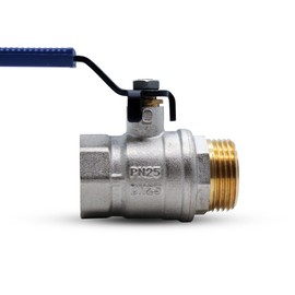 DOJA Barcelona Ball Valve with Lever Handle Blue 1 Inch Male Thread Internal Thread Carbon Steel Shut-off Valve for Water Pumps, Tanks, Outdoor Taps, Water Connections, Rain Butt