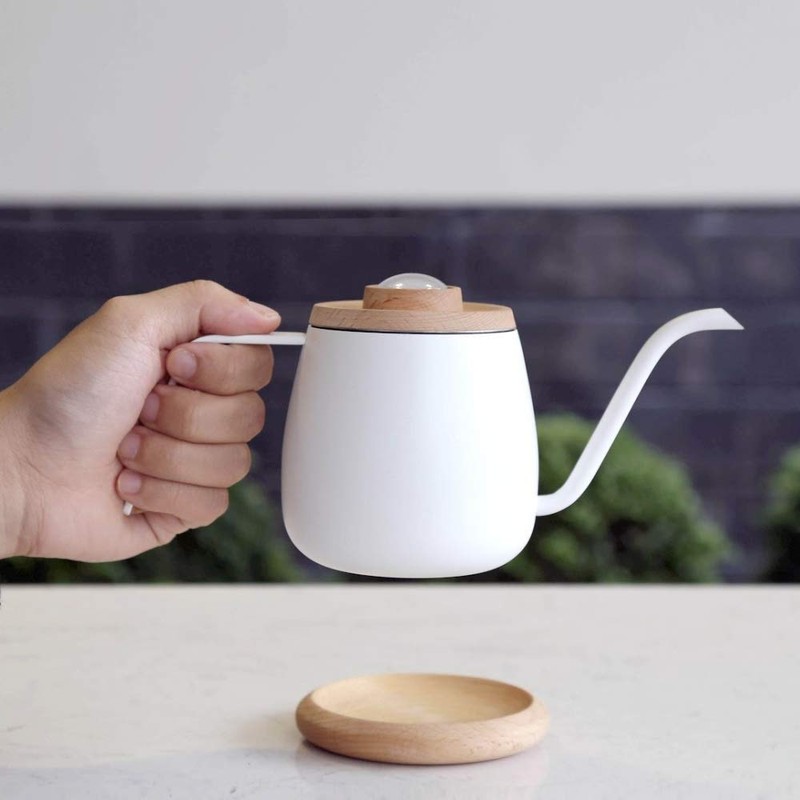SimpleReal Tamago Mini Coffee Drip Kettle with Thermometer, Lightweight, Induction