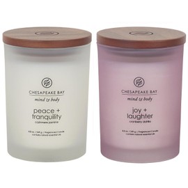 Chesapeake Bay Candle Scented Candles, Peace + Tranquility & Joy + Laughter, Medium (2-Pack)
