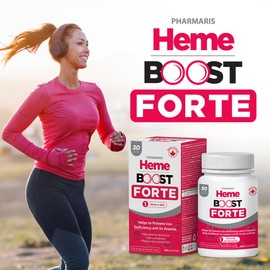 Hemeboost Forte 34.8 mg (696 mg Heme Iron) I 30 Tablets I High Potency Natural Iron Supplement I High Absorption & Gentle on Stomach I Iron Pills for Adults & Safe for Use in Pregnancy