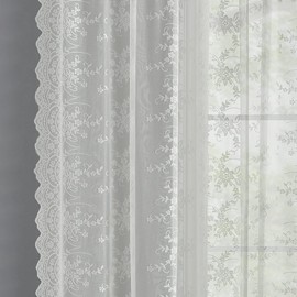 Kotile Lace Curtains 90 Inches Long for Living Room, 2 Panels Rustic Vine Floral Ivory Colored Sheer Lace Curtains, Rod Pocket Light Filtering Privacy Lace Window Curtains, 52 x 90 Inch, Ivory