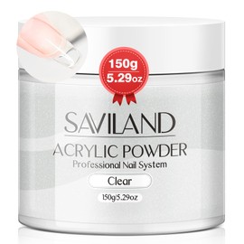 Saviland Acrylic Powder Nails - 150 g, Clear Acrylic Powder for Nails, Acrylic Nail Powder, Polymer, Large Capacity, Professional Acrylic Application for Salon Nail Extension