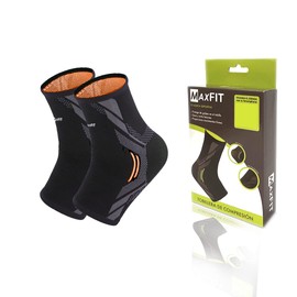 MAXFIT Tobillera De Compresión, Protección Tobillo, Tobillera Deportiva Ortopédica, Tobilleras Gym, Para Basquetbol, Tobilleras Para Esguince, Tobillera Para Mujeres Y Hombres, Calcetas de Compresion Mod HH545 (Naranja, Small)