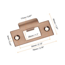 uxcell T Door Strike Plate, 70mm x 40mm 201 Stainless Steel Latch Deadbolt Strike Plate for Door Frame Door Jamb, Rose Gold