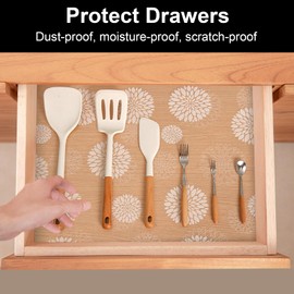 Cooyes Shelf Liner Drawer Liners, Shelf Liners for Kitchen Cabinets, Non Adhesive Cabinet Liner, EVA Waterproof Durable Non-Slip Refrigerator Liners for Kitchen, Drawer