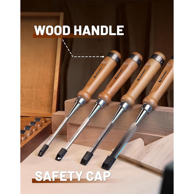 EZARC 6 Pieces Wood Chisel Tool Sets Woodworking Carving Chisel