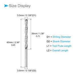CoCud Carbide Solid Drill Bit Diameter 3.5mm K35 Carbide Straight Shank Twist Drill Bit for Stainless Steel Alloy 1 Piece