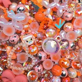 【MC series】Exquisite Diy Bead phone Charm Kits Mixed Cartoon Lanyard wrist strap Bracelet Keychain cute fashion for girls and women:_Orange temptation_500ml