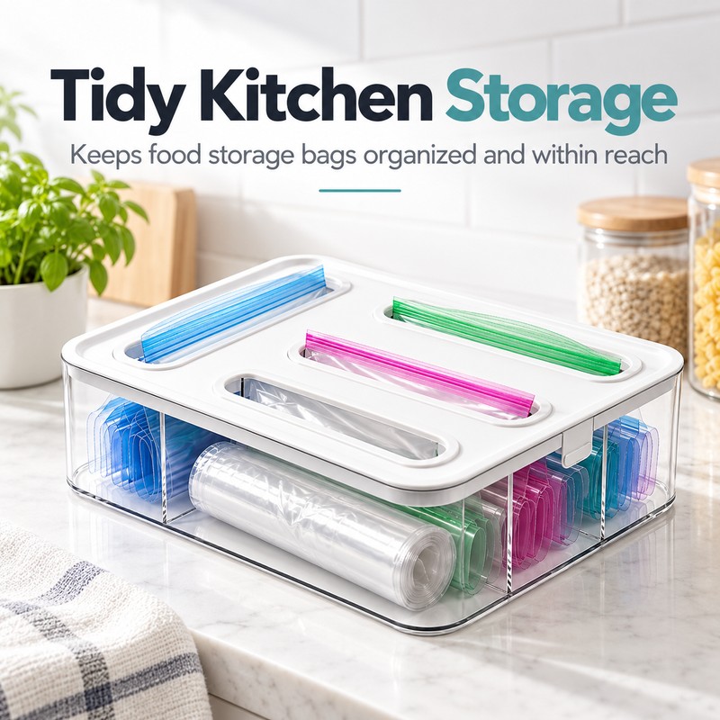 Plastic Food Storage Bag Organizer for Kitchen Storage – Four