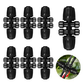 6 Pcs Drip Irrigation Fittings Kit, MSDADA Drip Irrigation System Connector Set for 1/2'' to 1/4'' Irrigation Tube, Anti-Drop Connectors Barbed & Threaded Double-Locked Irrigation Fitting