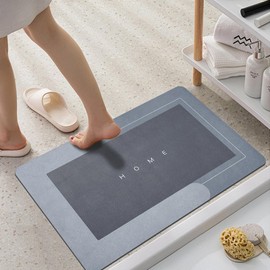 Topzywlc Absorbent Bath Mat 18" X 28", Quick Dry Magic Bathroom Floor Mat, Bath Mats for Bathroom Non Slip, for Bathtub, Bedroom, Kitchen, Toilet, Door, Washing Table(Rectangular Blue, 18" x 28")