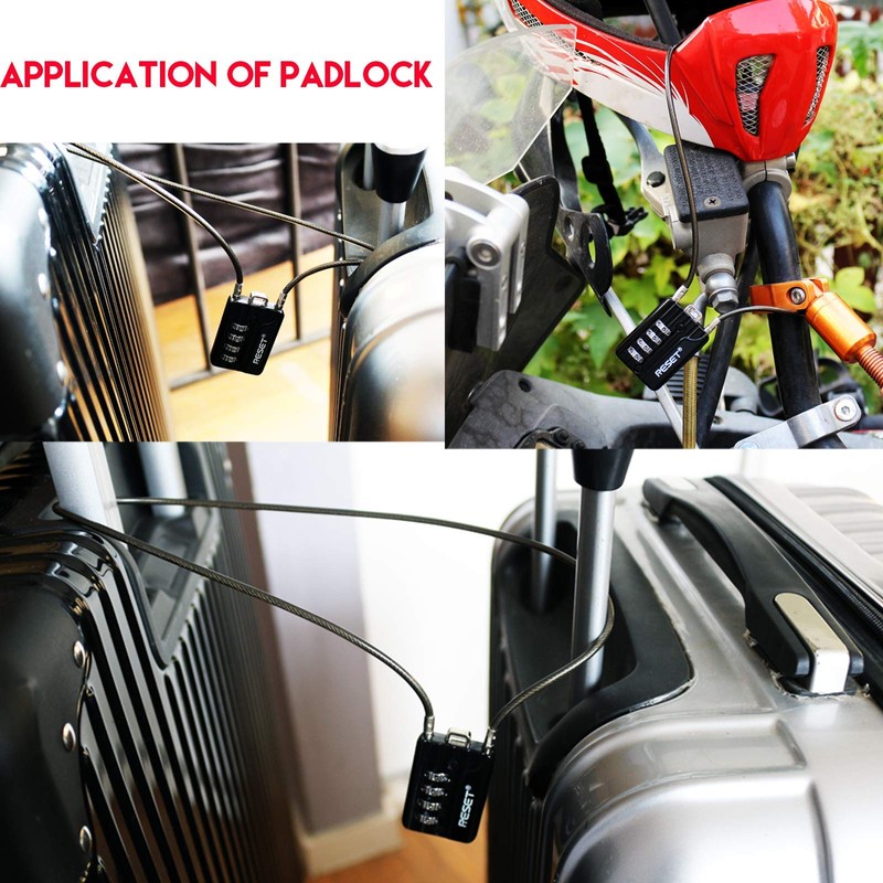 RESET-200 (1 Pack) 4 Digit Combination Flexible Cable Padlock,20 inch