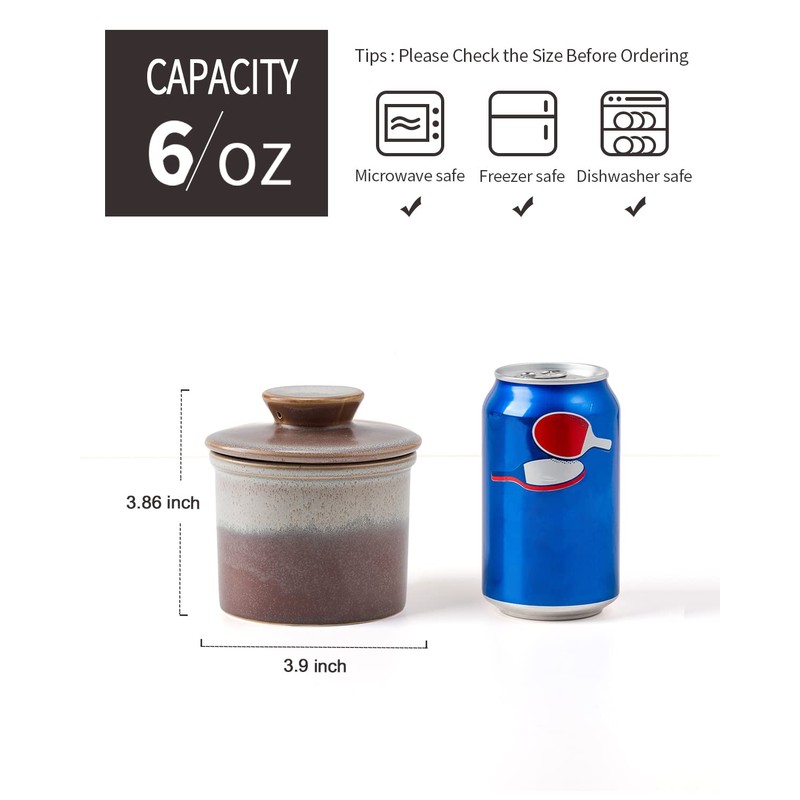 XELA Ceramic Butter Crock, The Original Reactive Two-Colour Glaze, Butter
