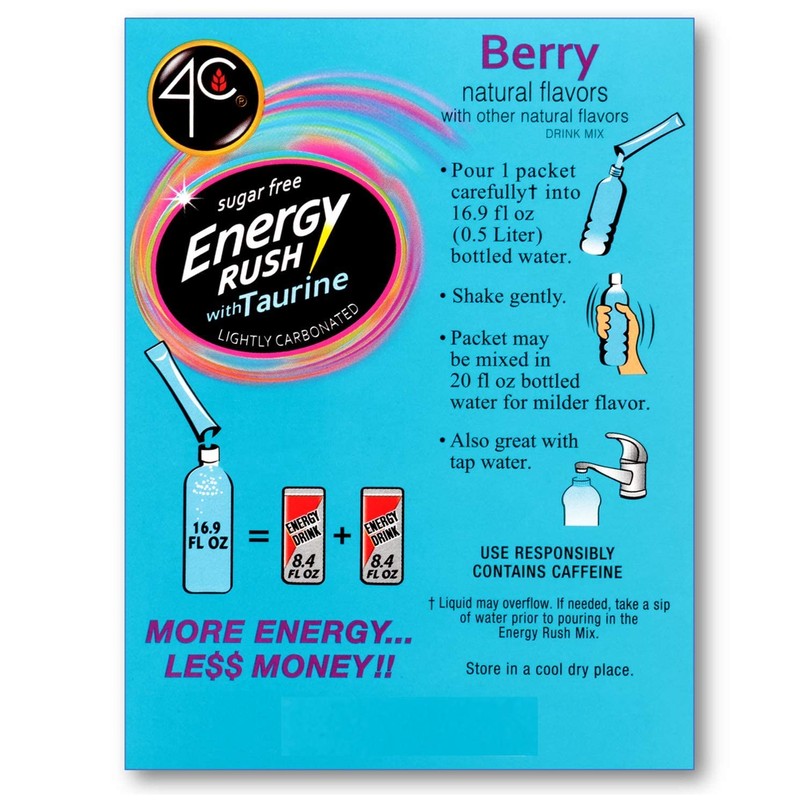 4C Energy Rush Stix, Berry 6 Pack, 18 Count, Single