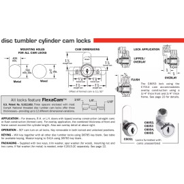 CompX C8053-C390A-3, Disc Tumbler Cylinder Cam Lock with FlexaCam, Bright Brass