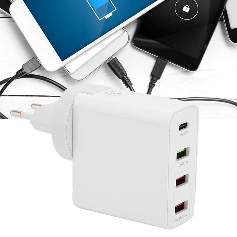 53W 4 Port Mobile Phone Charger 20W PD QC3.0 Fast