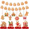 VorkiVecKi Gingerbread Merry Birthday Decorations - Christmas Party Banner Set