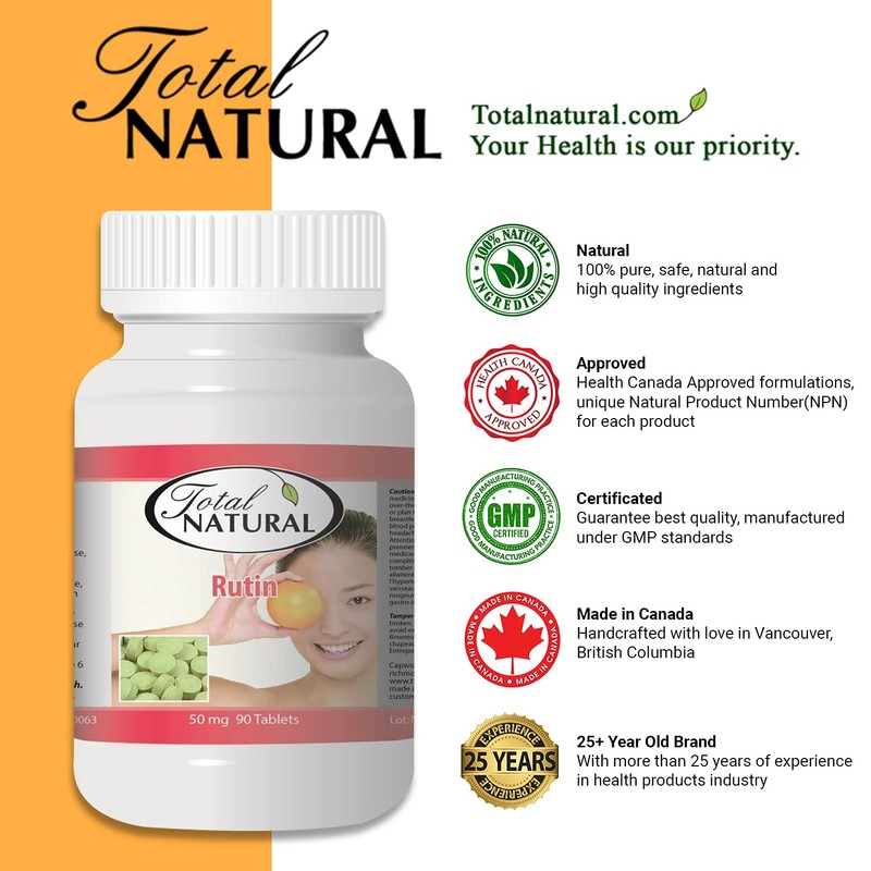 Rutin 50mg 90 tablets [2 bottles] by Total Natural, Anti-inflammatory,