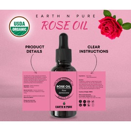 Earth N Pure Rose (Gulab Oil) Essential Oil Natural and Therapeutic Grade with Glass Dropper - 100 ml