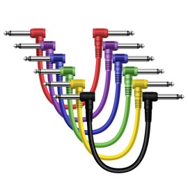 Heams Professional 6 Pack of 6 Inch Guitar Patch Cable, Noise Free and Long-Lasting Guitar Pedal Cable, Right Angle Pedal Board Cables, Colorful