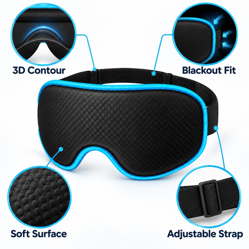 3D Blackout Sleep Eye Mask for Women & Men, Contoured