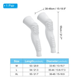 PATIKIL XL Knee Calf Pads, 2 Pack Knee Braces Pad Compression Leg Sleeve Protective Calf Shin Guard for Youth Adults Football Basketball Baseball, White